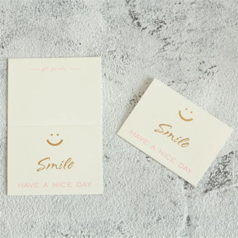 smile 10pcs Creative Bronzing Greeting Card Wedding Valentine's Day Flower Message Blessing Card Birthday Party Decor Thank You Card - Цвет: smile