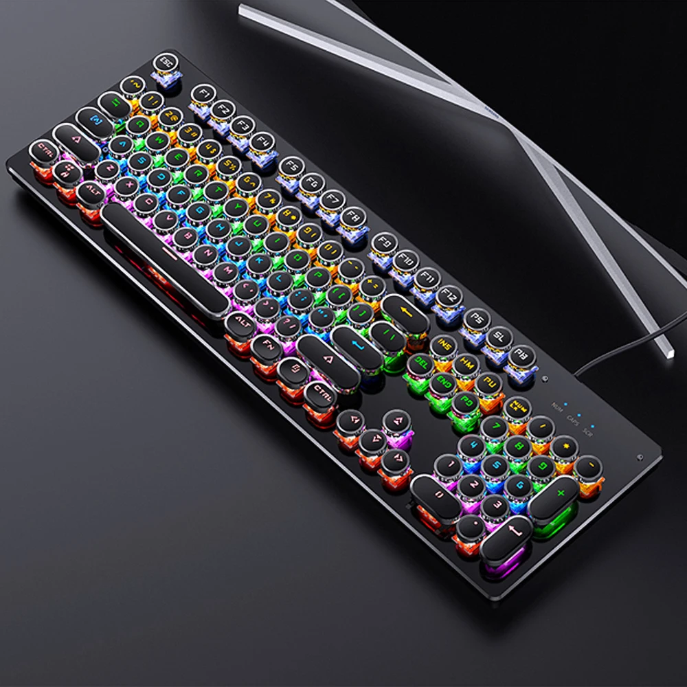 esports punk mechanical keyboard 104 keys usb wired game keyboard blue black switch rgb backlit gaming laptop free global shipping