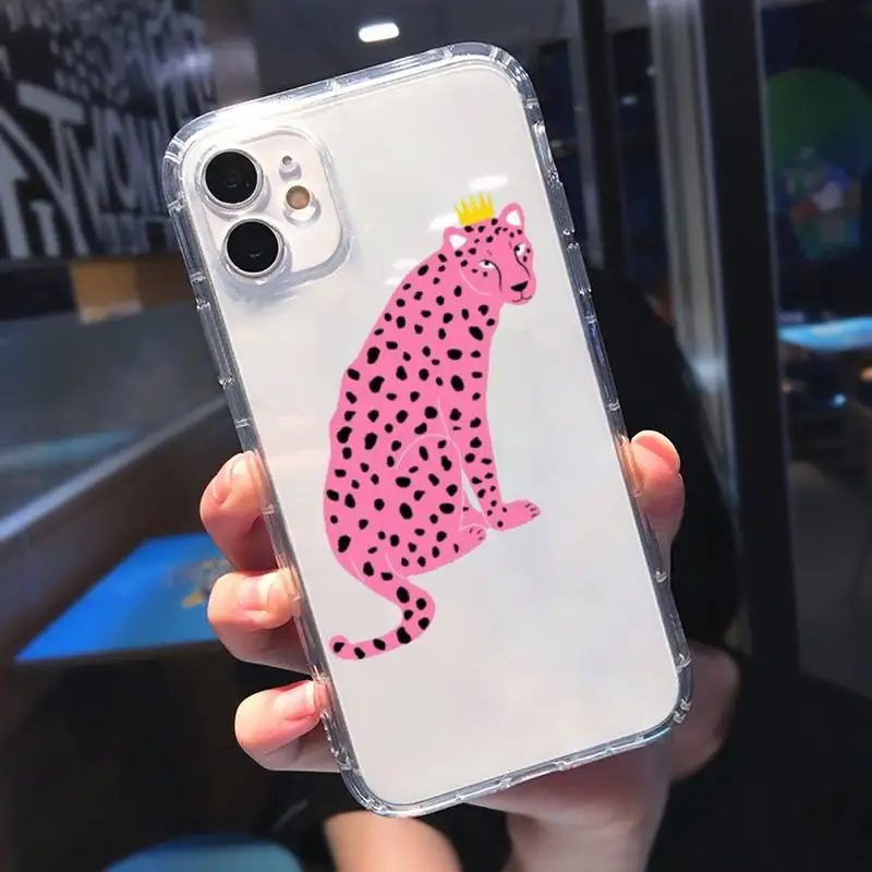 

Leopard cartoon animals Black spots Phone Case Transparent for Clear iPhone 11 12 mini pro XS MAX 8 7 6 6S Plus X 5S SE 2020 XR