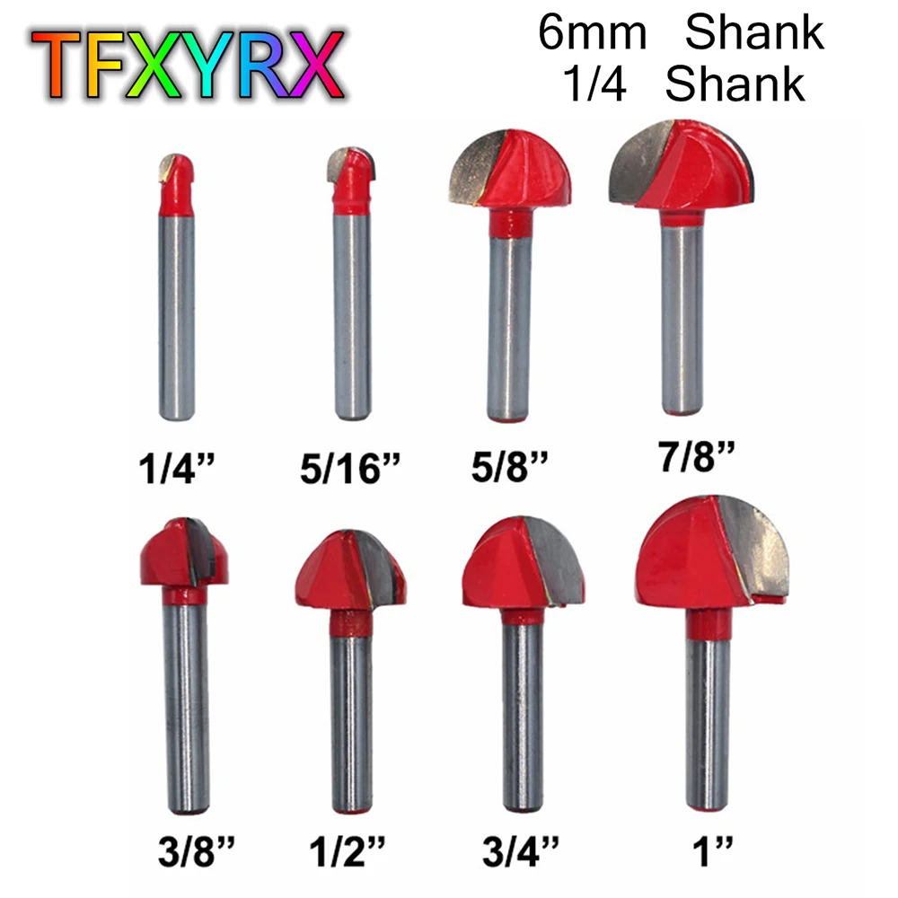 

1 шт 6 мм 1/4 дюймов хвостовик круглый нос для вырезания гребней и пазов Cove керновый ящик фреза по дереву, карбида вольфрама с покрытием Алюмин...