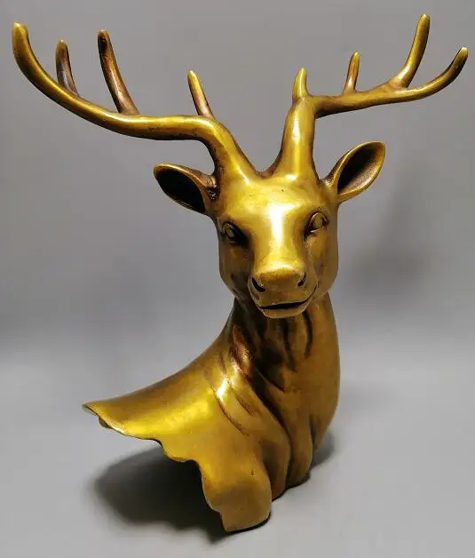 China Antiqued Brass Bronze Stag Deer Head Antlers Ornamen Decoration