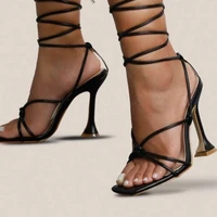 womens sandals summer new fashion bandage open toe thin heel high heels plus size european and american leisure comfort sandals