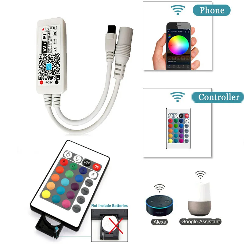 5 м 10 м 15 м WiFi светодиодный светильник RGB водонепроницаемый SMD 5050 2835 12 В 12 В rgb диод гибкая лента Wi-Fi адаптер+ разъем адаптера