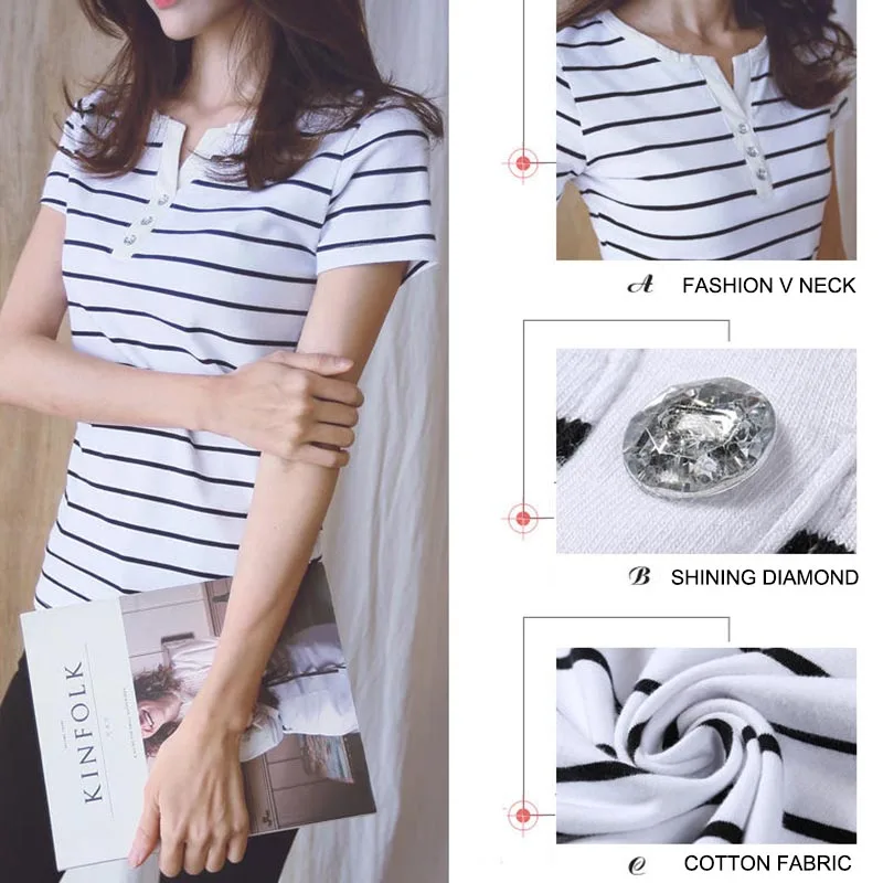 Блузки Femininas элегантная полосатая рубашка из хлопка для женщин 2021 Летняя женская