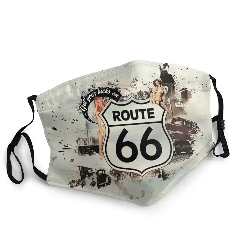 

Мотоциклетная винтажная маска Route 66, США, дышащая маска для лица, защита от смога, Пылезащитная, защитный респиратор Муфель