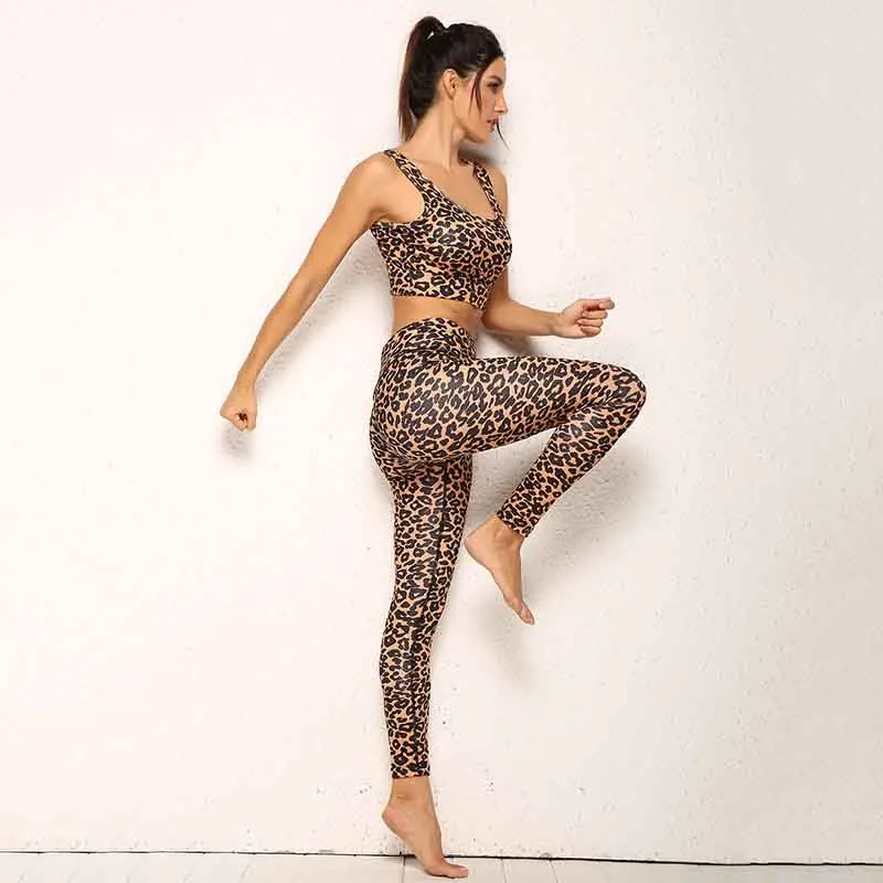 Женская леопардовая одежда Nessaj летний спортивный костюм из двух предметов для