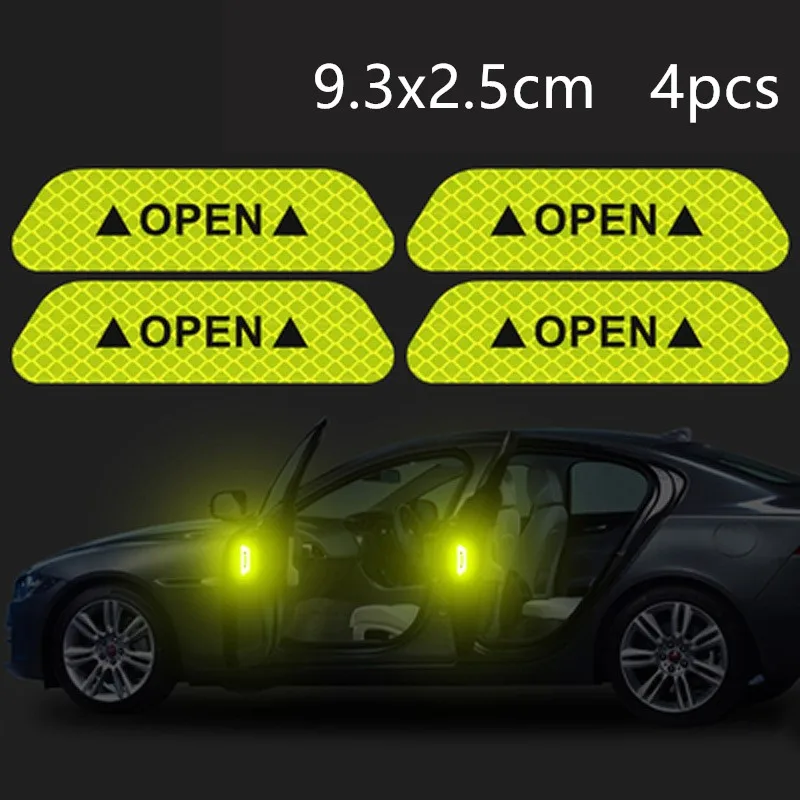 4 pieces-yellow Авто Дверь открытая наклейка безопасность вождения Предупреждение ющий светильник отражатель бампер полоса автомобиля Светоотражающая полоса автомобильные аксессуары для кузова - Цвет: 4 pieces-yellow