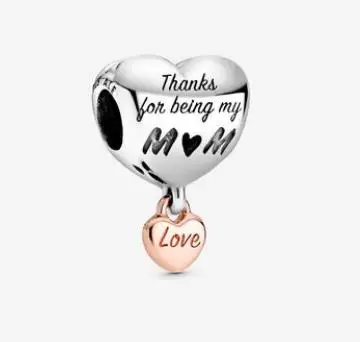 Кулон для мамы в форме сердца оригинал бусины из стерлингового серебра 925 шарм