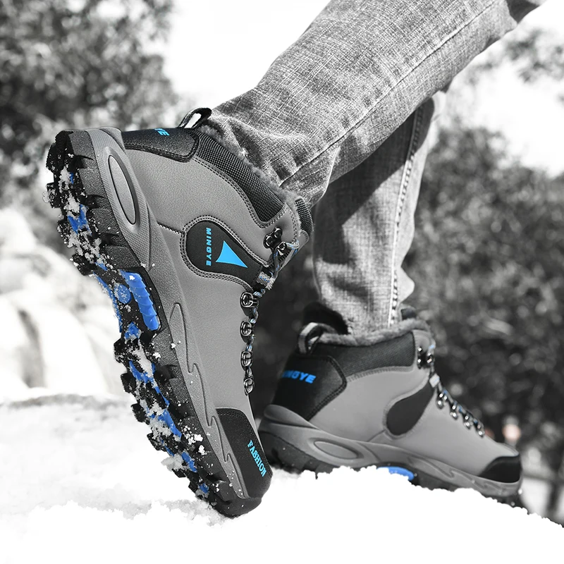 

Men's plus velvet warm hiking shoes waterproof men's outdoor hiking shoes leather hiking shoes hiking hunting boots climbing