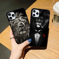 animals the lion black tpu soft cover for apple 12pro max phone case for iphone 12mini 7 8 plus se xsmax 11pro 12pro max xr case