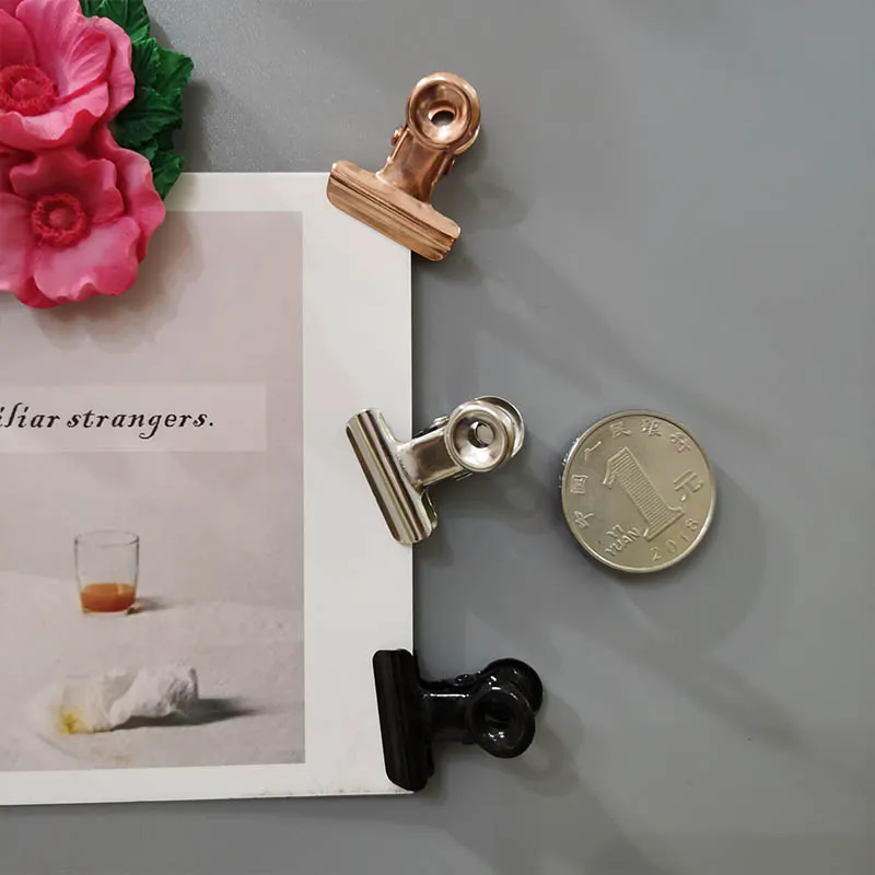 

21mm Magnet Clamp Strong Magnetic Postcard Card Ticket Photo Wall Binder Clip Rose Gold Paper Clips Stationery Office Supplies