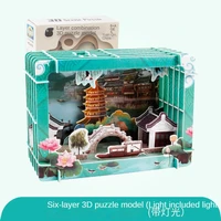 3d three dimensional puzzle handmade material model with light chinese national style world style building model assembly toys