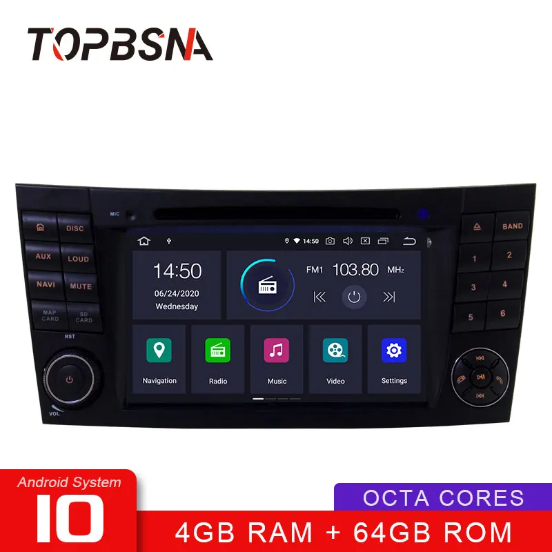 

Автомобильный DVD-плеер TOPBSNA, 2 Din, Android 10, для Mercedes Benz W211 E-Class E200, E220, E300, E350, WIFI, GPS