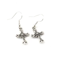 6pairslot alloy cross charm chandelier earrings fish ear hook jewelry 12x40 5mm a 269e