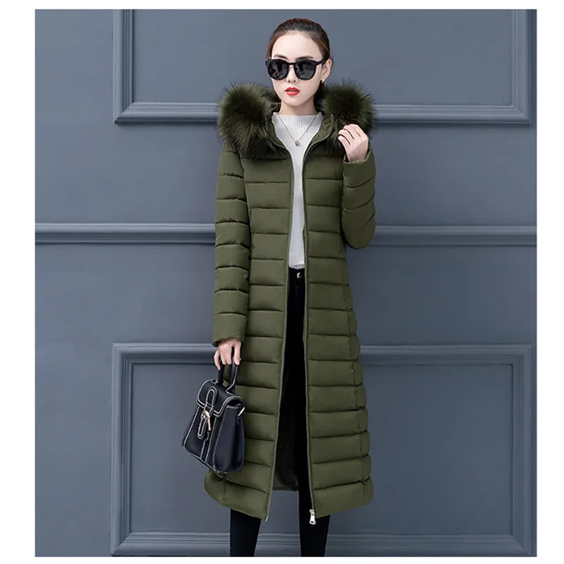 New Autumn winter Women parka Solid zipper Long sleeve Hooded Medium length Outwear Coat Jacket Thick Fashion Cotton 2019