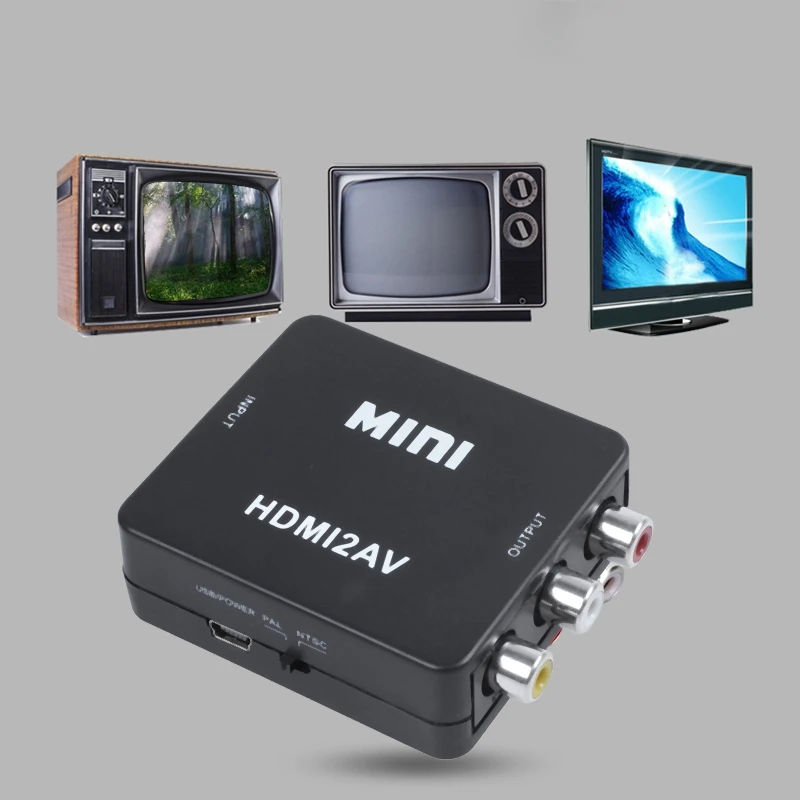 Композитный видеоконвертер AV MINI HDMI на 3RCA CVBS адаптер ТВ PS3 VHS VCR DVD черный |