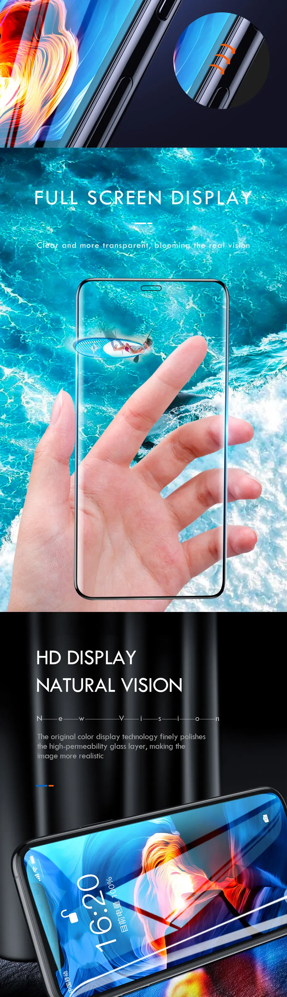 ZNP 100D защита экрана закаленное стекло для iPhone 7 8 6 6s Plus 11 защитное стекло на iPhone X XS 11 Pro Max XR стекло