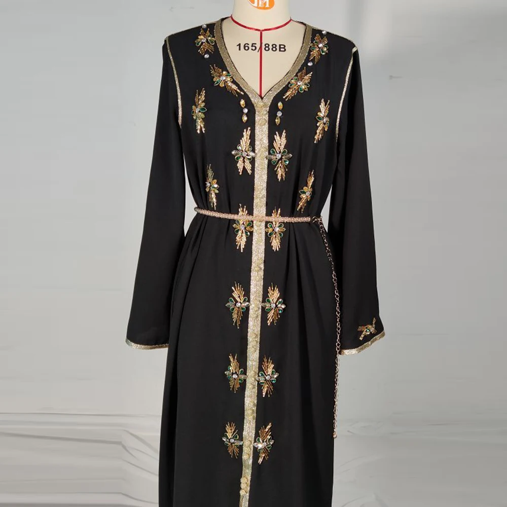 

Eid Ramadan Black Abaya Dubai Turkey Hijab Muslim Dress Islam Clothing Dresses For Women Robe De Soiree Longue Femme Kaftan