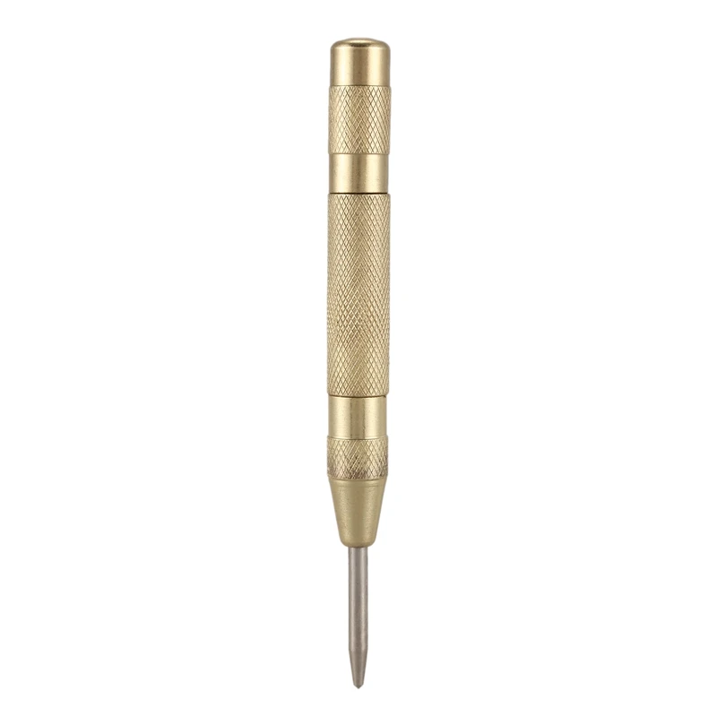 

Brass Yellow Automatic Center Punch Spring Loaded Chrome Rivet Screw Auto Mark Hole Length 127mm