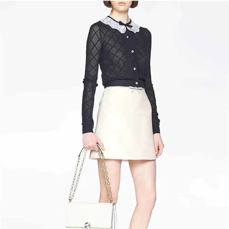 Сладкая женская шерстяная кофта на пуговицах без воротника 2019 рано осенний осень