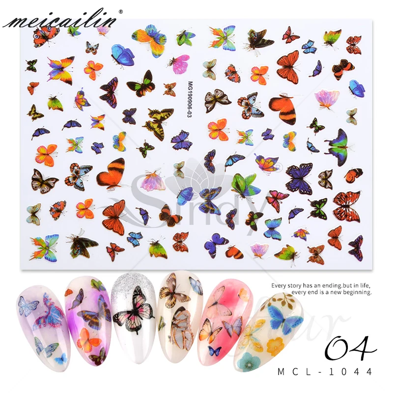 1 шт. Лидер продаж смешанные бабочки 3D наклейка для ногтей клейкие слайдеры