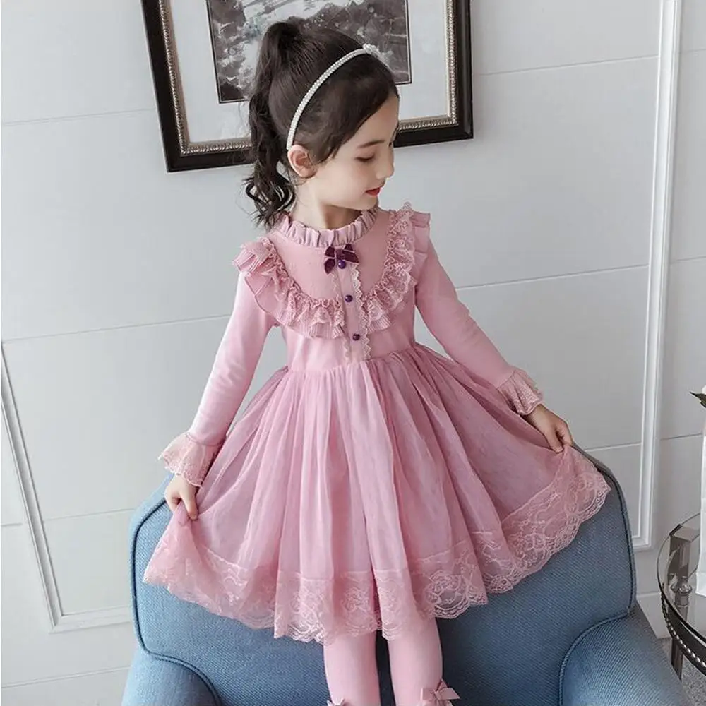 Winter Autumn Girls Dress Baby Toddler Long Sleeve Princess for Mesh Ruffle Party Dresses Kids Children Fall Clothes | Детская одежда и