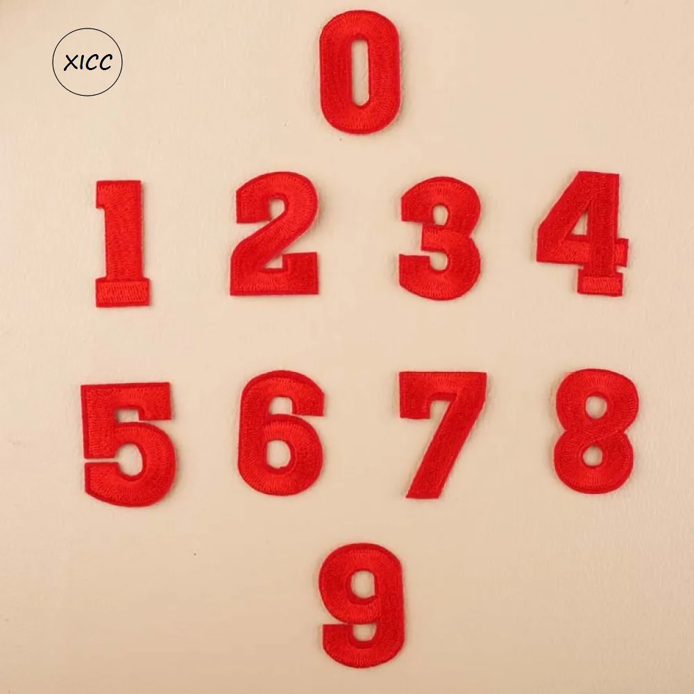 Синие вышитые цифровые нашивки XICC с помощью утюга для нанесения на футболку