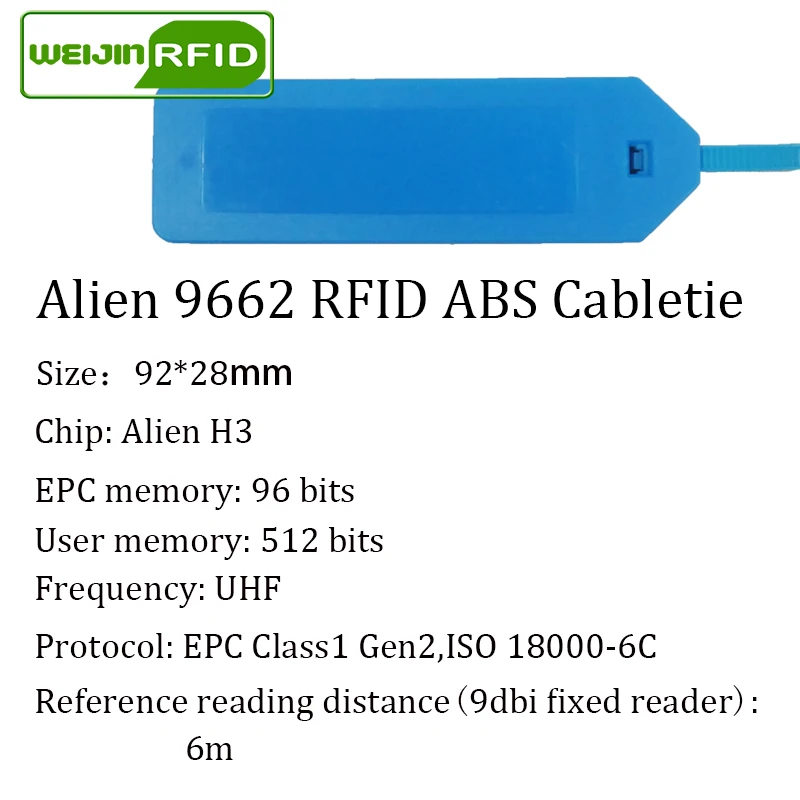 RFID метка UHF ABS кабельные стяжки Alien 9662 915m 868m 860 960MHZ Higgs3 EPC 6C 500 шт Бесплатная доставка