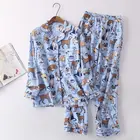 Осенне-зимние новые женские пижамные комплекты, хлопковые фланелевые Мультяшные повседневные пижамные костюмы, комплект из 2 предметов, одежда для сна, женская модная домашняя одежда