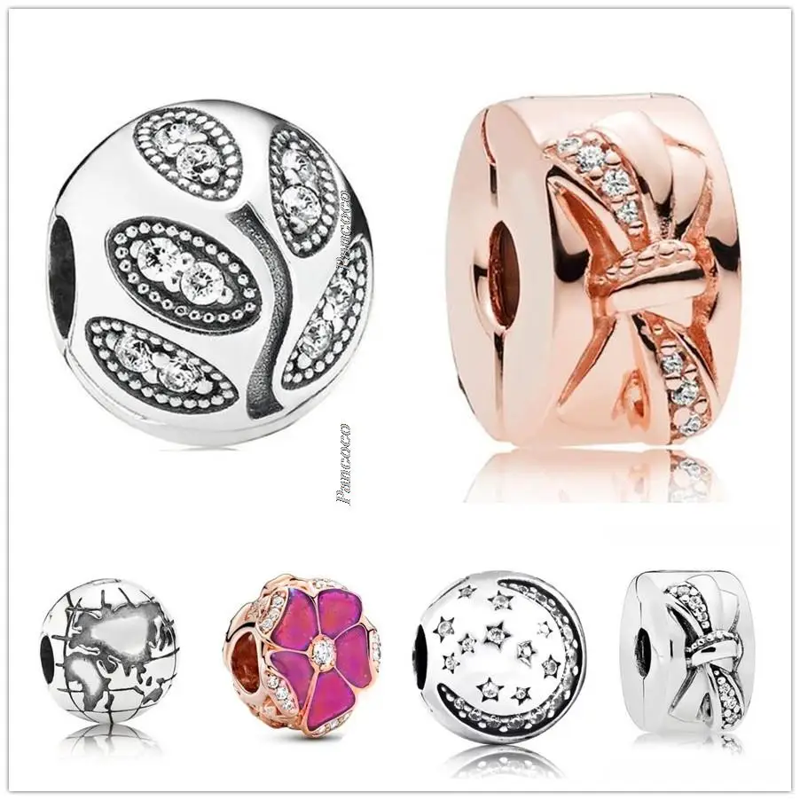 

Authentic 925 Sterling Silver Twinkling Night Star Crystal Clip Stopper Charm Bead Fit Pandora Bracelet & Necklace Jewelry