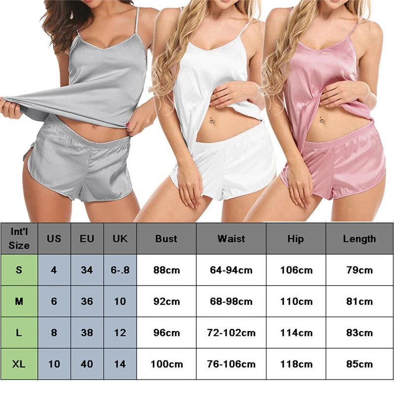 Women Sexy Lingerie Pajama Sets Nightwear Sleeveless Sling V-neck Top Shorts Causal Comfortable Sleepwear