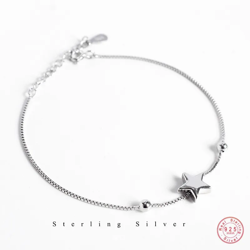 

Женский простой браслет со звездами, Модный классический браслет из стерлингового серебра 925 пробы в Корейском стиле для подружек, ювелирны...