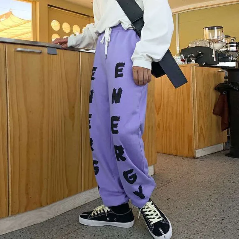 

Harajuku Streetwear Letter Print Loose Harem Pants 2021 Women Man Unisex Sweatpants Casual Elastic Waist Hip Hop Joggers