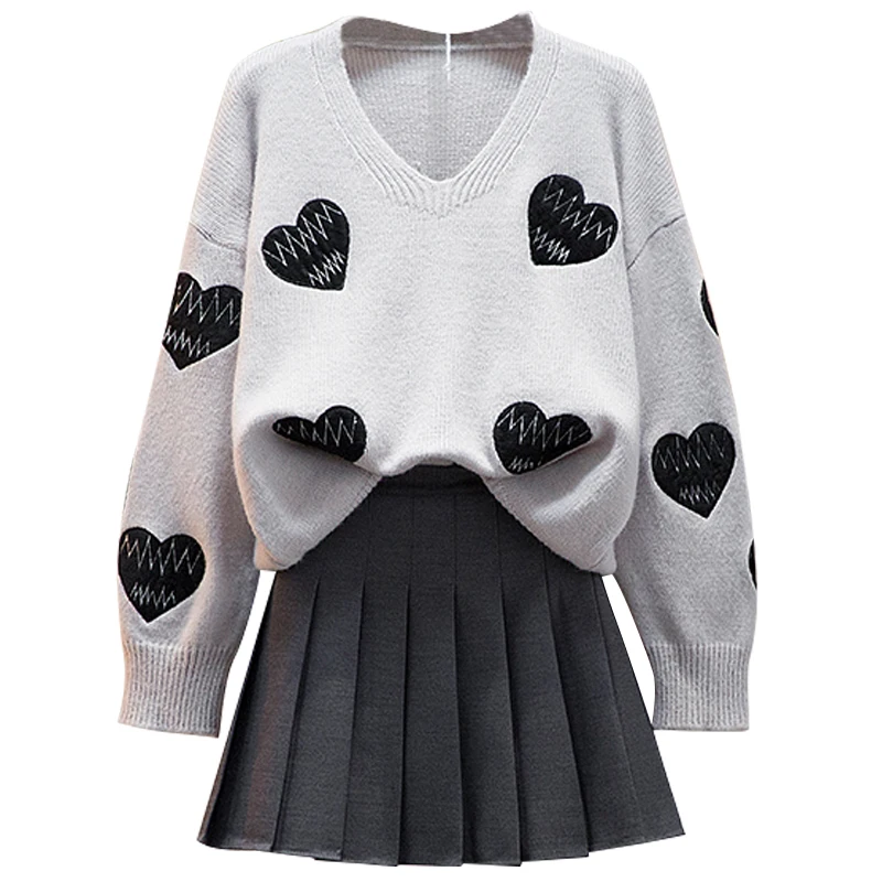 

Women's Autumn Winter Knitted Pullover Sweater Tops&Short Skirt Sexy Long Sleeve Casual Suit Christmas Gift