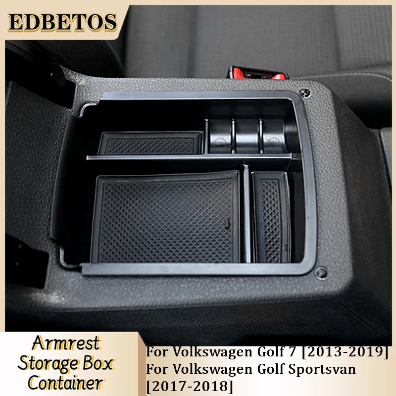 

For VW Golf 7 MK7 MK7.5 VII 5G GT I R Car Central Armrest Storage Box For VW Golf Sportsvan Accessories Center Console Organizer