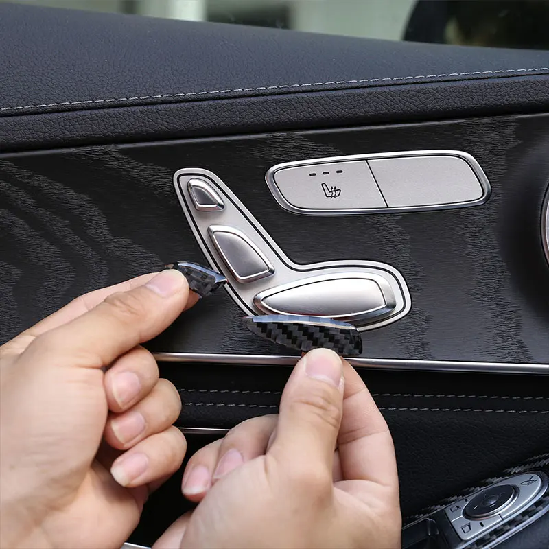 Наклейка для кнопки сиденья из углеродного волокна с блестками 3D Mercedes Benz E Class W213