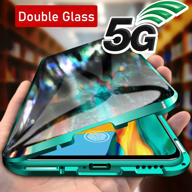 

360 Magnetic Adsorption Metal Case For iPhone 11 12 Pro XS Max SE2020 X XR 7 8 6S 6 Plus 12 Mini Double-Sided Glass Cover Shell