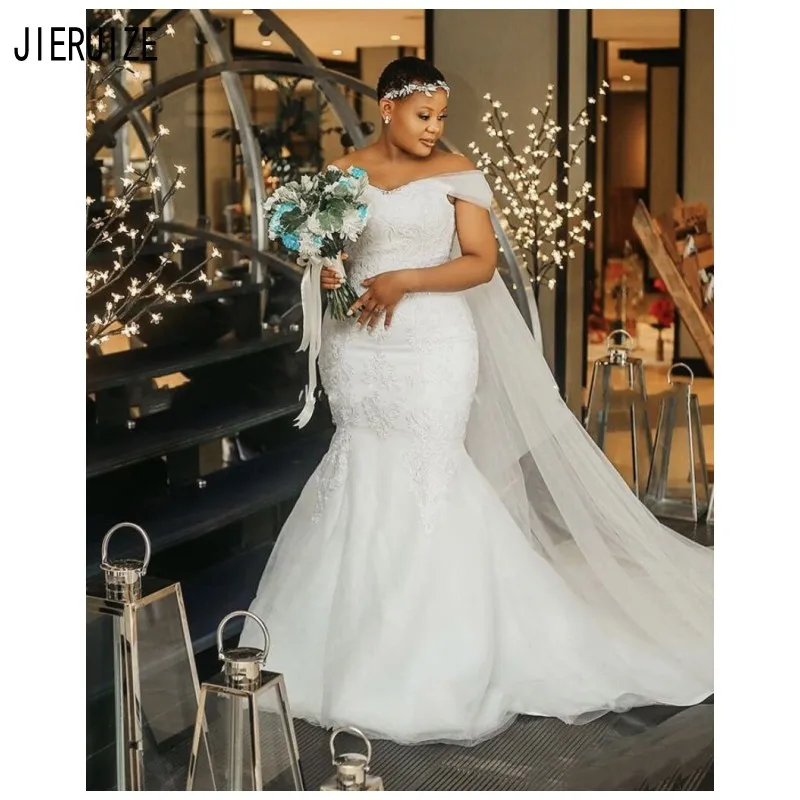 Новейшие Африканские свадебные платья JIERUIZE в стиле русалки с открытыми плечами и