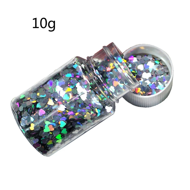 

Holographic Lasers Silvery Chunky Glitter Epoxy Resin Festival Chunky Hexagons Heart Number Letters Sequins 10g Per