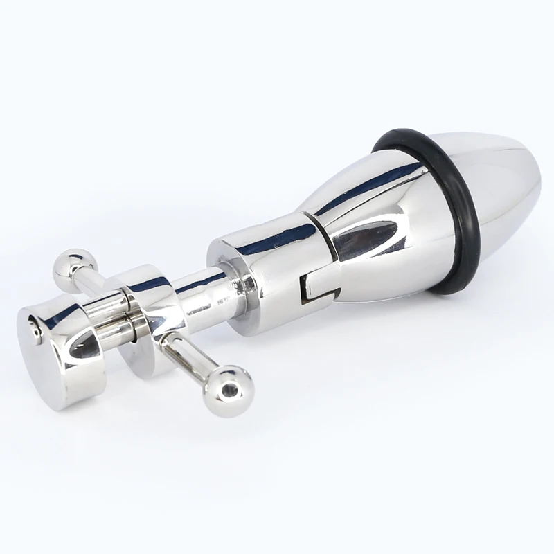 Анальная пробка Torpedo Asslock из нержавеющей стали с замком расширяющаяся большая