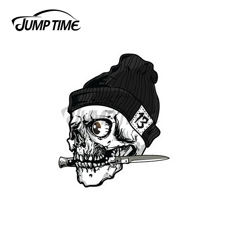 Декоративные наклейки JumpTime 13 x 8 см для черепа с ножом на бампер, мотоцикл, лобовое стекло, серфборд, виниловая пленка 3D для обтягивания автомобиля SUV.