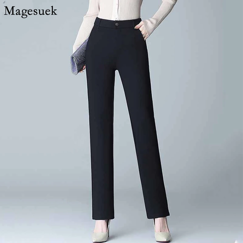 

Autumn Winter Casual Pants Women Loose Straight Women Trousers Oversized Office Lady Black High Waist Pants Femme Pantalon 11528