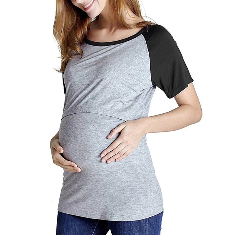 Лоскутная рубашка для беременных одежда грудного вскармливания Повседневная