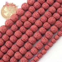 681012mm natural red lava rock smooth round beads stone beads loose for diy necklace bracelets jewelry making strand 15