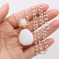 natural stone turquoisewhite jade perfume bottle necklace pearl chain for women free gift accessory glasses frames pearl chains