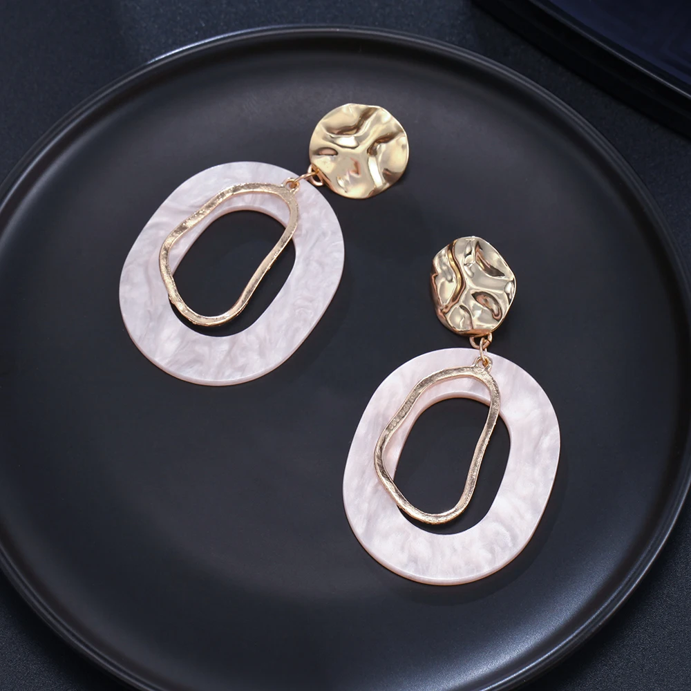 Женские акриловые серьги-клипсы геометрические винтажные овальные круглые 2020 |