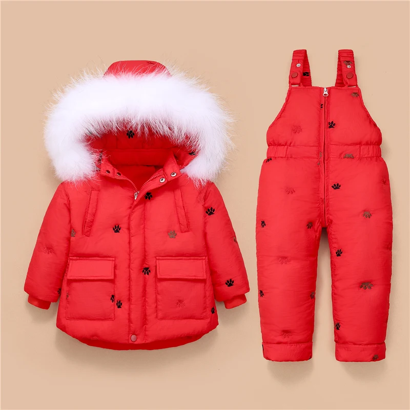 

Toddler Kids Down Jacket Suit Baby Girl Coat+romper Clothing Set Thickened 1-3 Years Child Clothes Russian Winter Puffer