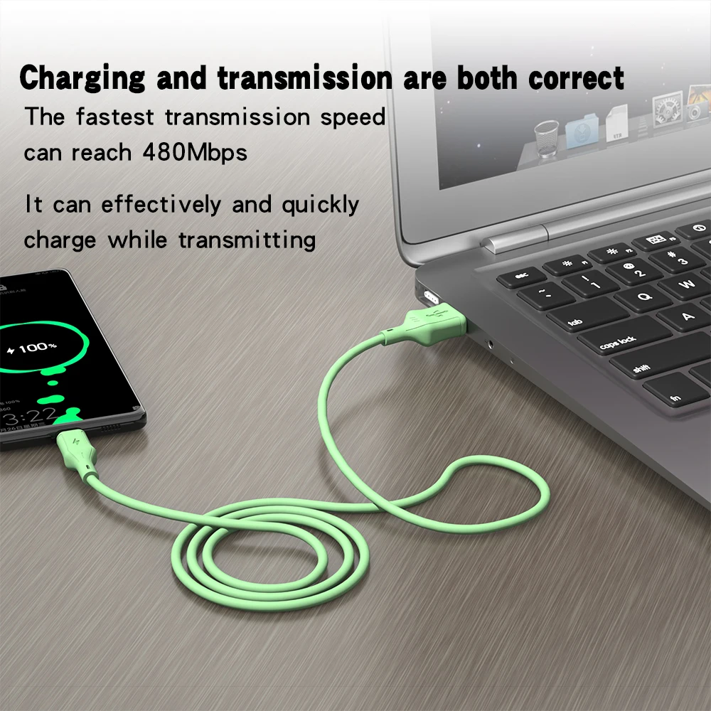 KEYSION 3A Liquid Silicone Type-C Cable for Redmi Note 10 9S 8 USB-C Fast Charging Data Charger Wire for Xiaomi POCO X3 Pro M3