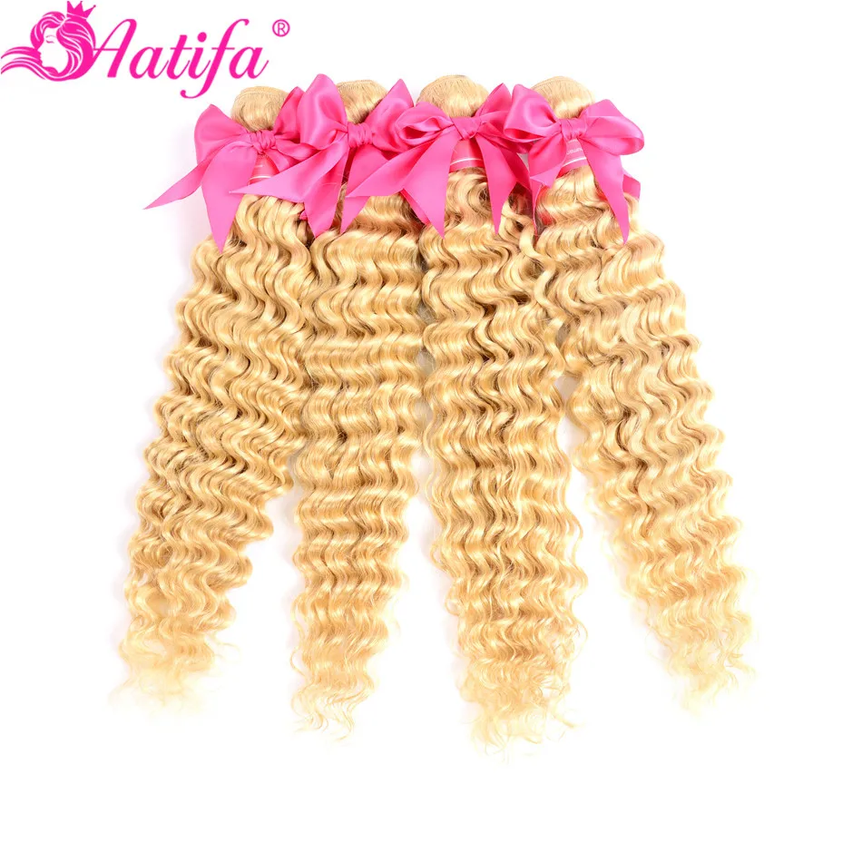 Малазийские вплетаемые волосы в пучках Мёд блонд пучки волос глубокая волна Связки человеческих волос 613 пучки волос 1/3/4 пучки волосы Remy для наращивания
