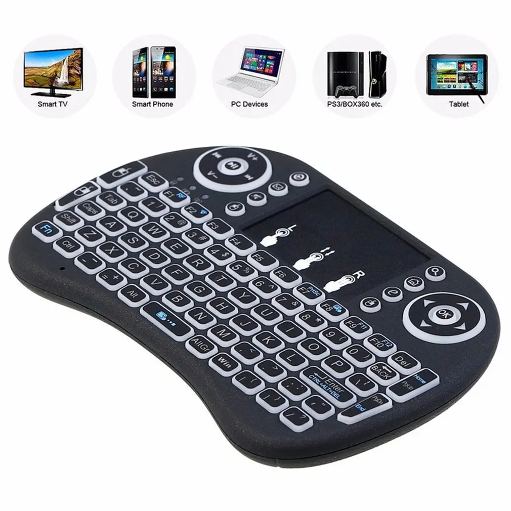

7 color backlit i8 Mini Wireless Keyboard 2.4ghz English Russian 3 colour Air Mouse with Touchpad Remote Control Android TV Box